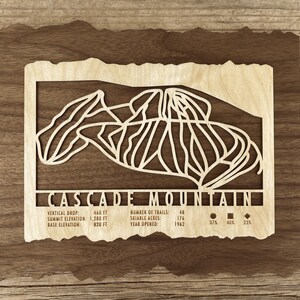 Cascade Mountain Wisconsin Ski Map Art Gift pour les skieurs et les snowboarders - Carte des pistes de ski Ski Decor