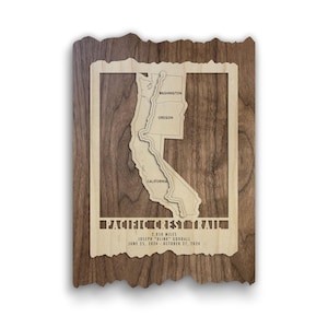 Pacific Crest Trail Map - Personalized Wood Cut Wall Decor