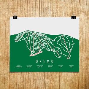 Okemo Ski Trail Map Poster Wall Art