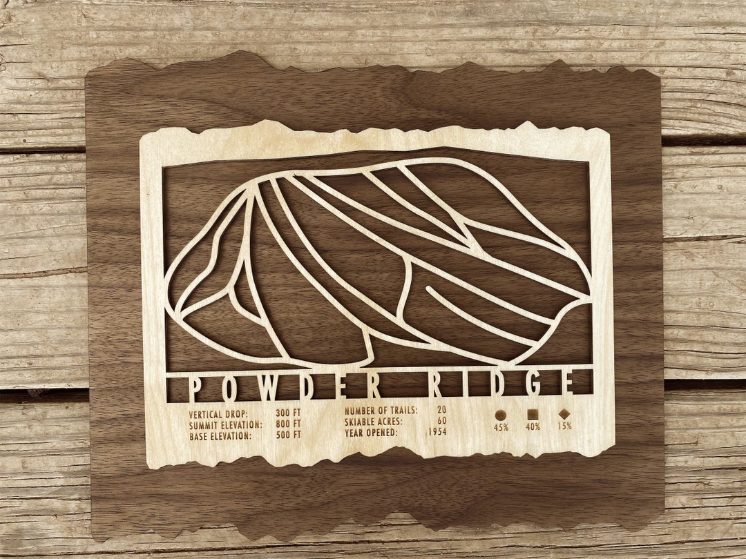 Powder Ridge Minnesota Ski Map Art Gift for Skiers Snowboarders