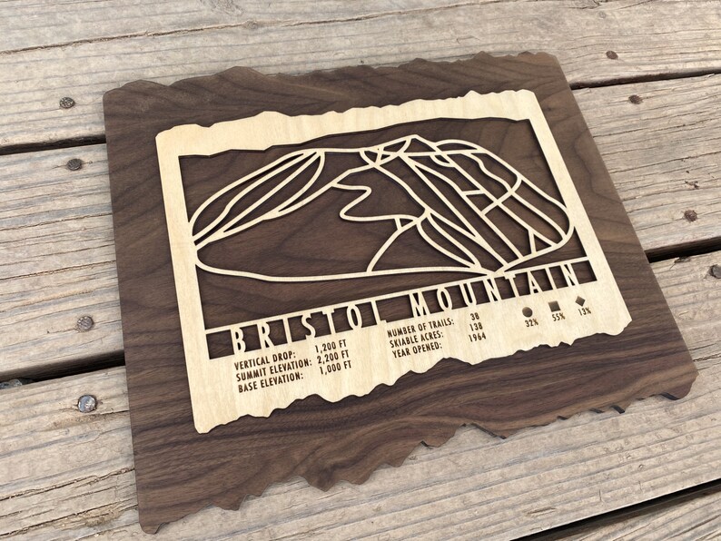 Bristol Mountain Ski Trail Map - Wood Wall Art - Etsy