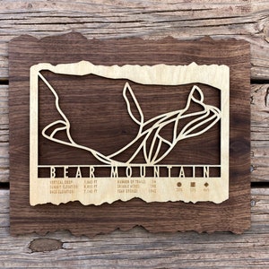 Bear Mountain Ski Decor Map Art Cadeau pour les skieurs et les snowboarders - Big Bear California Ski Decor Skiing Wall Art
