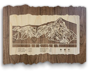 Big Sky Ski Trail Map - Wood Wall Decor