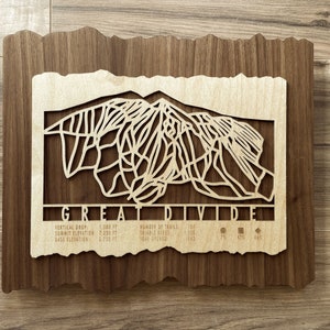 Cadeau déco Great Divide Montana pour skieurs et planchistes - Carte des pistes de ski