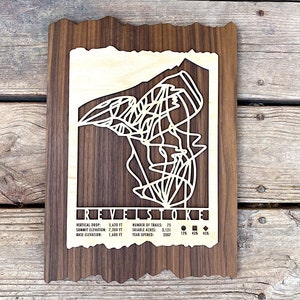 Revelstoke Ski Map Art Gift pour les skieurs et les snowboarders - Carte des pistes de ski Ski Wall Art pour votre maison de ski