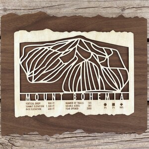 Mount Bohemia Michigan Ski Map Art Gift pour les skieurs et les snowboarders - Ski Decor Ski Trail Map