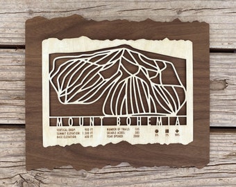 Mount Bohemia Trail Map Mount Bohemia Michigan Ski Map Art Gift For Skiers & - Etsy