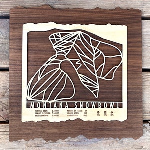 Montana Snowbowl Ski Decor Map Art Gift pour les skieurs et les snowboarders - Ski Art-Ski Wall Art pour votre maison de ski