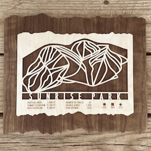 Carte des pistes de ski de Sunrise Park - Cadeau pour skieurs et planchistes - Décoration de ski pour votre maison de ski en Arizona
