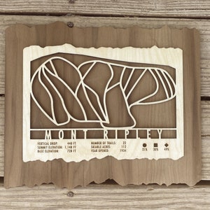 Mont Ripley Michigan Carte de ski Cadeau d’art pour les skieurs et les planchistes - Ski Decor Carte des pistes de ski