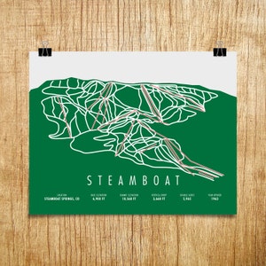 Steamboat Ski Trail Map Poster Print Wall Art