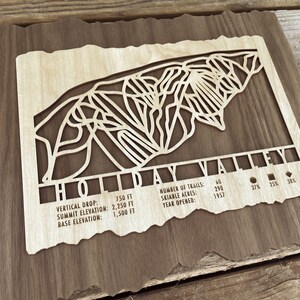 Carte des pistes de ski de Holiday Valley - Cadeau pour skieurs et planchistes - Art mural de ski pour votre maison de ski