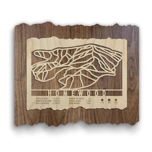 Homewood Ski Trail Map Art | Wood Wall Decor