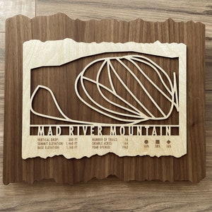 Carte des pistes de ski de Mad River Mountain, Ohio - Cadeau pour skieurs et planchistes
