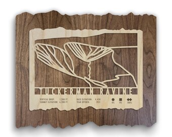 Tuckerman Ravine Ski Trail Map - Wood Wall Art for your New Hampshire Ski House