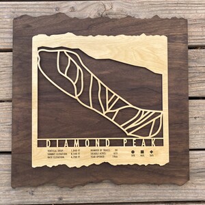 Diamond Peak Ski Map Art Gift pour les skieurs et snowboarders - Ski Decor-Mountain Art pour votre California Lake Tahoe Ski House