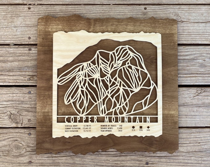 Copper Mountain Ski Decor Map Art Gift for Skiers Snowboarders Ski Trail Map Ski Art - Skiing Mountain Art Ski House