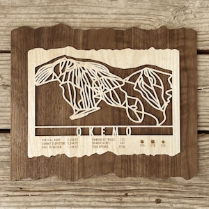 Carte des pistes de ski Okemo - cadeaux ski et snowboard - décoration maison de ski du Vermont - cabane de ski de pendaison de crémaillère