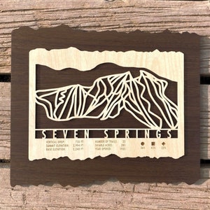 Carte des pistes de ski de Seven Springs, cadeau artistique pour skieurs et planchistes - Art mural de ski de Seven Springs pour votre maison de ski