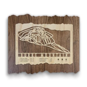 Burke Mountain Ski Trail Map - Wood Wall Art-Ski Decor