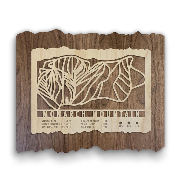 Monarch Mountain Ski Trail Map - Wood Wall Decor