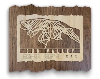 Sun Valley Ski Trail Map - Wood Wall Art for your Ski House