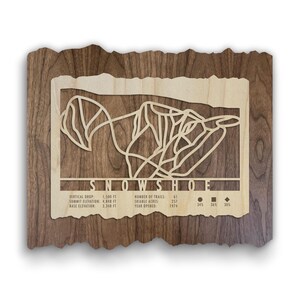 Snowshoe Ski Trail Map - Wood Wall Art for your Ski House