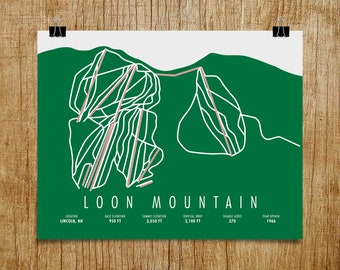 Loon Mountain Ski Trail Map Loon Ski Trail Map Loon Mountain Nh Loon Ski Resort Loon | Etsy