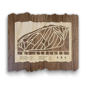 Mount Ashland Ski Trail Map - Wood Wall Art
