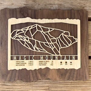 Magic Mountain Ski Map Art Grand cadeau pour les skieurs et les snowboarders - Vermont Ski Decor - Skiing Wall Art pour votre maison de ski