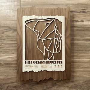 Carte des sentiers du centre de ski Hickory - Cadeau pour les skieurs et snowboarders - Adirondacks Ski Art-Ski Decor
