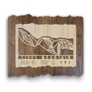 Titus Mountain Ski Trail Map Art - Wood Wall Decor