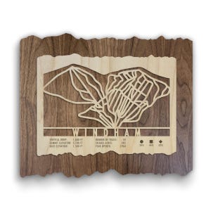 Windham Mountain Ski Trail Map - Wood Wall Art