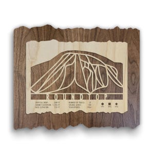 Roundtop Mountain Ski Trail Map - Wood Wall Art