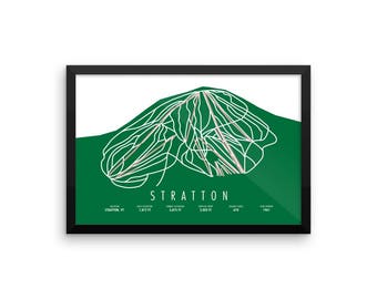 Stratton Ski Trail Map Poster Print Wall Art