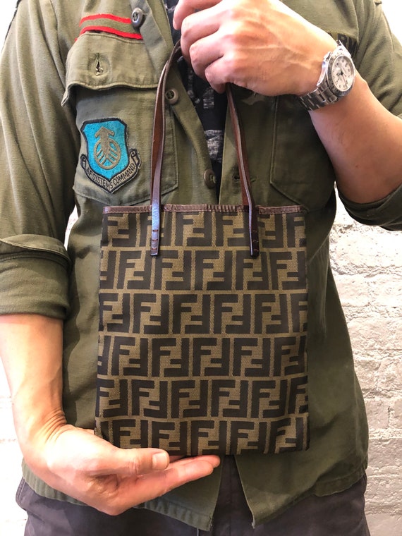 FWRD Renew Fendi Zucca Shoulder Bag in Brown