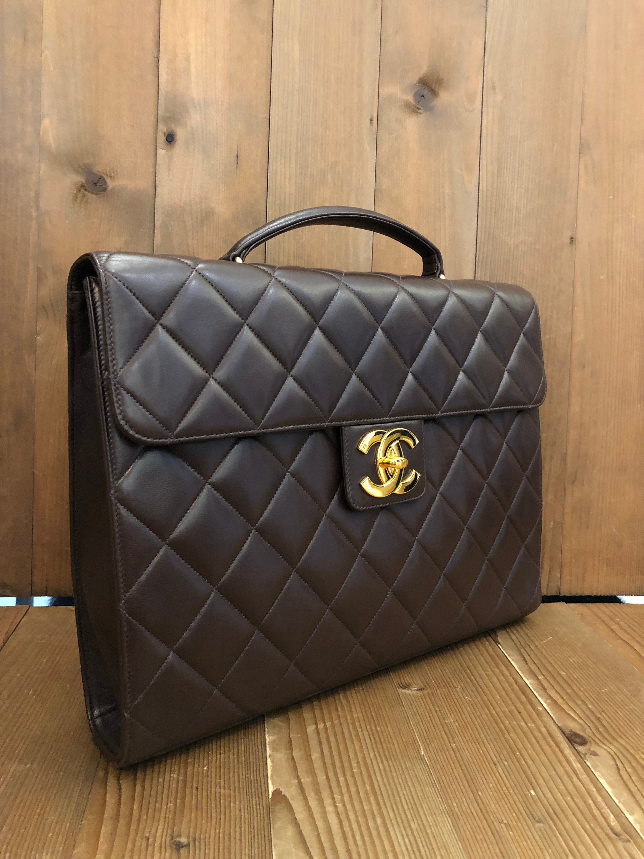 Authentic Vintage CHANEL Caviar Leather Briefcase Document 