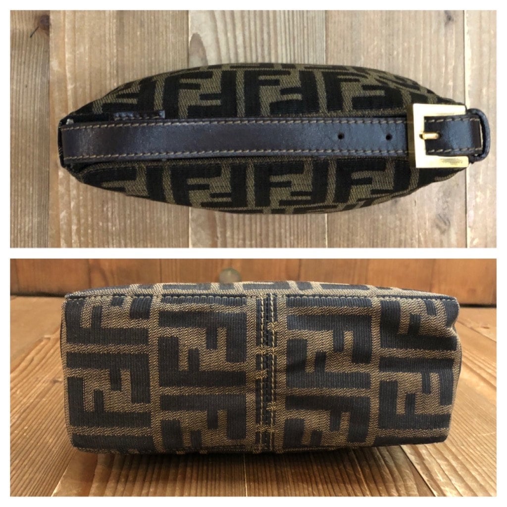 Authentic Fendi Black Leather Brown Zucca Vintage Mini Boston Handbag –  Posh Pawn