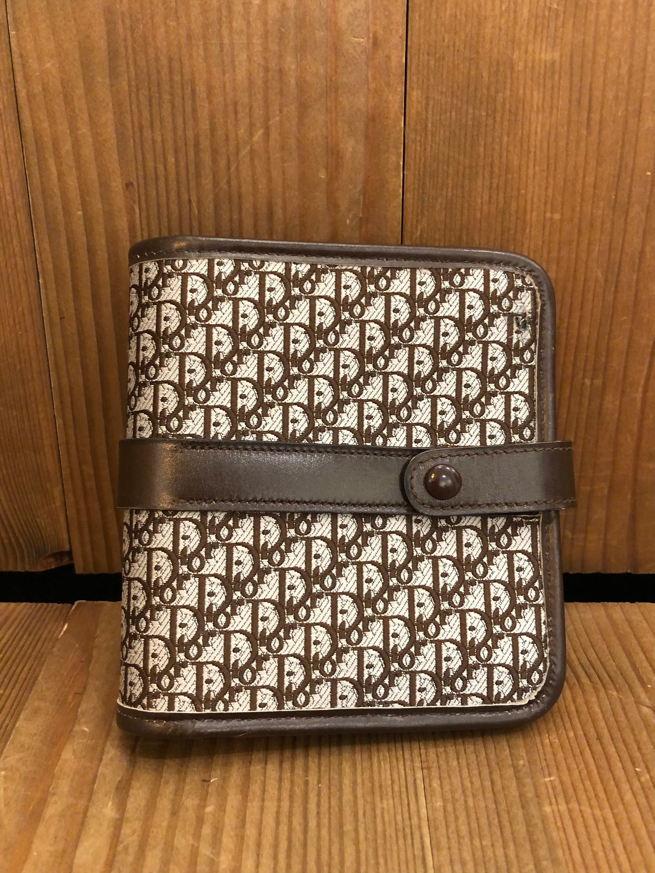 Dior Trotter Pattern Silver Logo Leather Boston Clutch - Shop