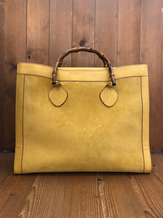 Authentic GUCCI Bamboo Yellow Suede Tote Princess