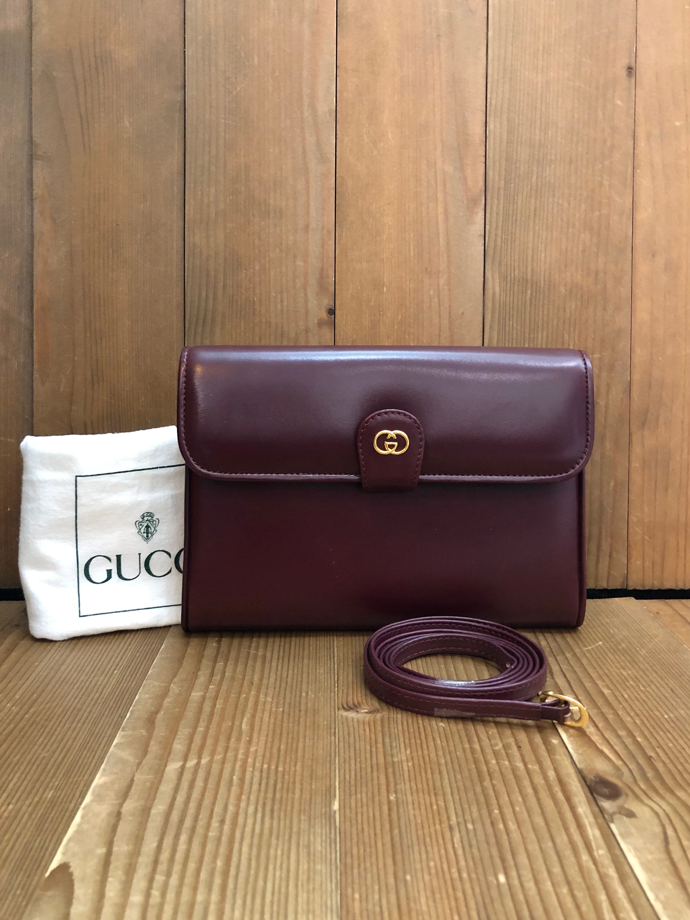 Gucci Vintage Gucci 1970s Burgundy Monogram Canvas & Leather shoulder –  Palm Beach Vintage