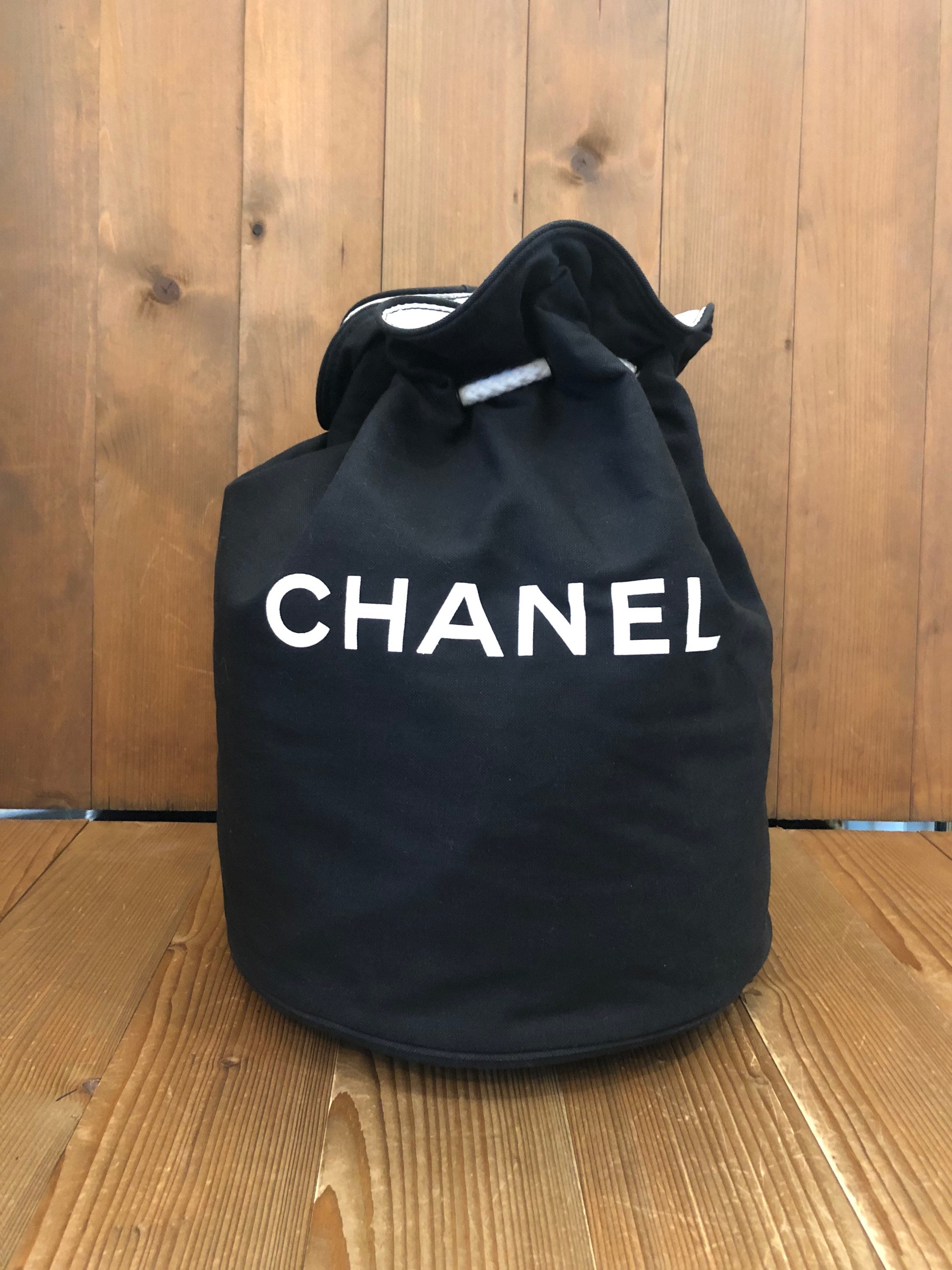 Chanel Canvas and Wood Flap Bag with Top Handle