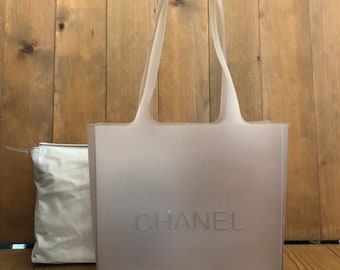 Authentic Vintage CHANEL Jelly Tote Bag with Pouch Gray PM