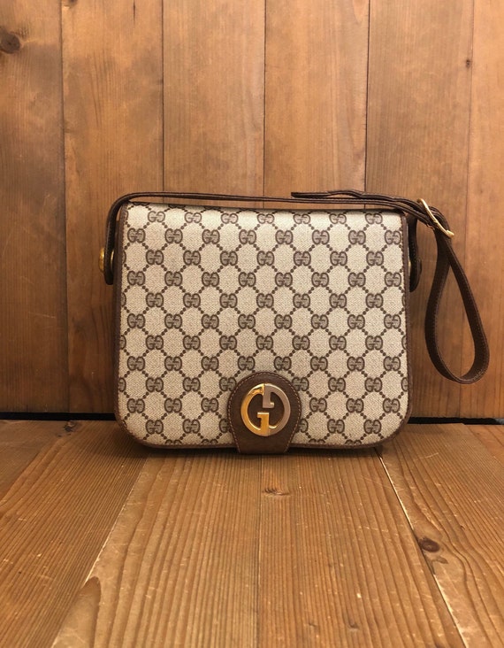 Authentic GUCCI Monogram Canvas Box Shoulder Bag