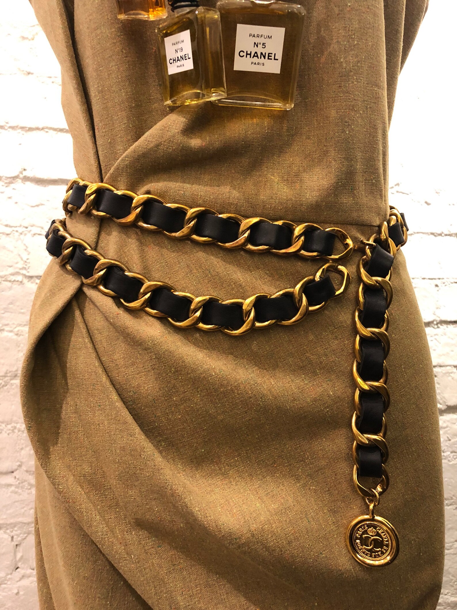 Authentic CHANEL Jumbo Gold Plated Leather Chain Belt Necklace Etsy