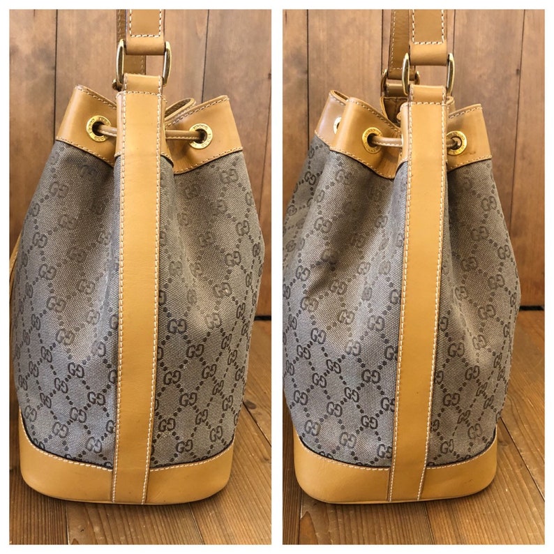 Authentic GUCCI Khaki GG Monogram Jacquard Drawstring Shoulder Etsy