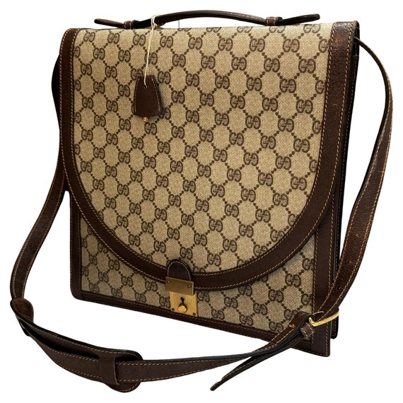 Authentic Vintage GUCCI Monogram Canvas Two way Document Shoulder Bag Brown Etsy UK