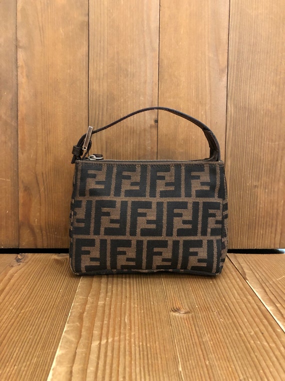 Authentic Vintage FENDI Brown Zucca Jacquard Mini… - image 2