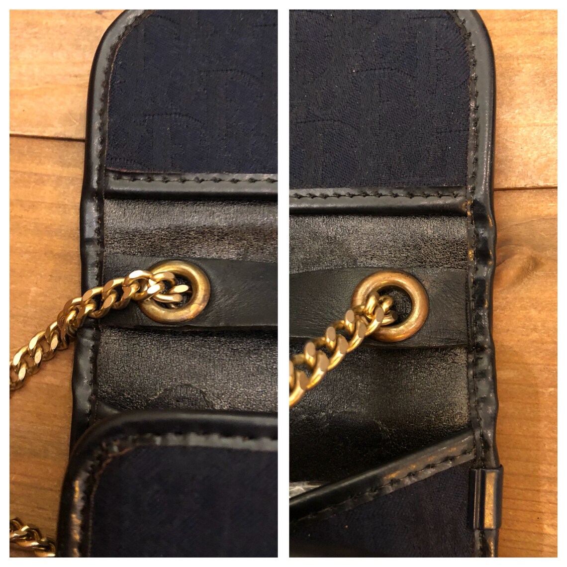 Authentic CHRISTIAN DIOR Navy Jacquard Chain Crossbody Bag Etsy