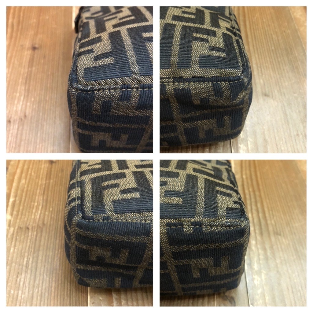 Fendi Rare Vintage Brown Checker Box 2way Tote with Pouch 1220f41